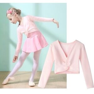 LISIANTHUS 🩰 Girls' Classic Thick Ballet Long Sleeve Wrap Top | Sz 2-3T